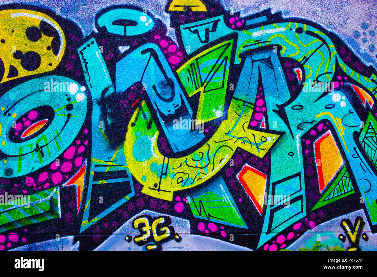 Détail d'un graffiti sur un mur, abstract background Banque D'Images