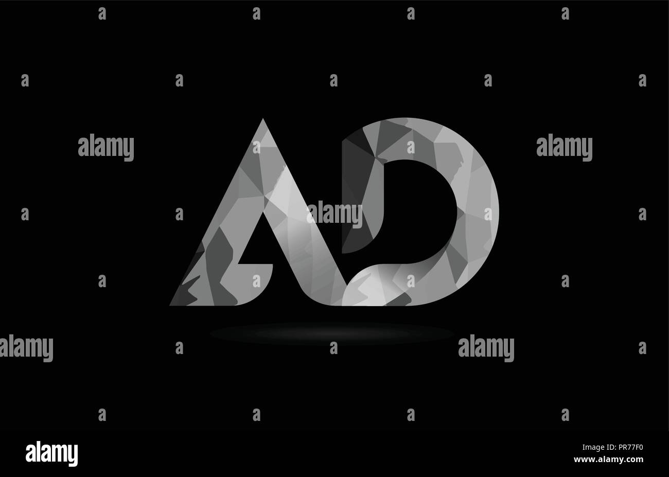 Lettre alphabet noir et blanc d'une combinaison ad logo design adapté pour une société ou entreprise Illustration de Vecteur