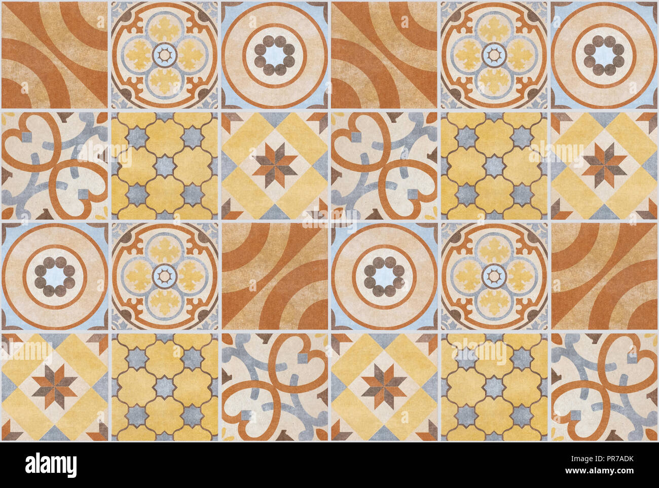 Motif patchwork coloré fond carreaux - sol carrelé , design Banque D'Images