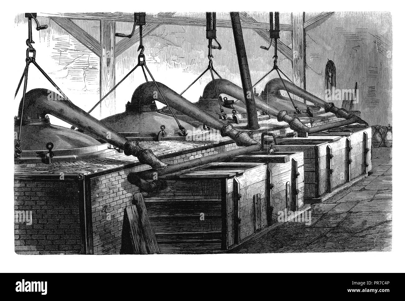 19ème siècle illustration - Distillation de Méthylaniline. Publié dans "Le Magazine pratique, An Illustrated cyclopedia of Industrial News, Inventio Banque D'Images