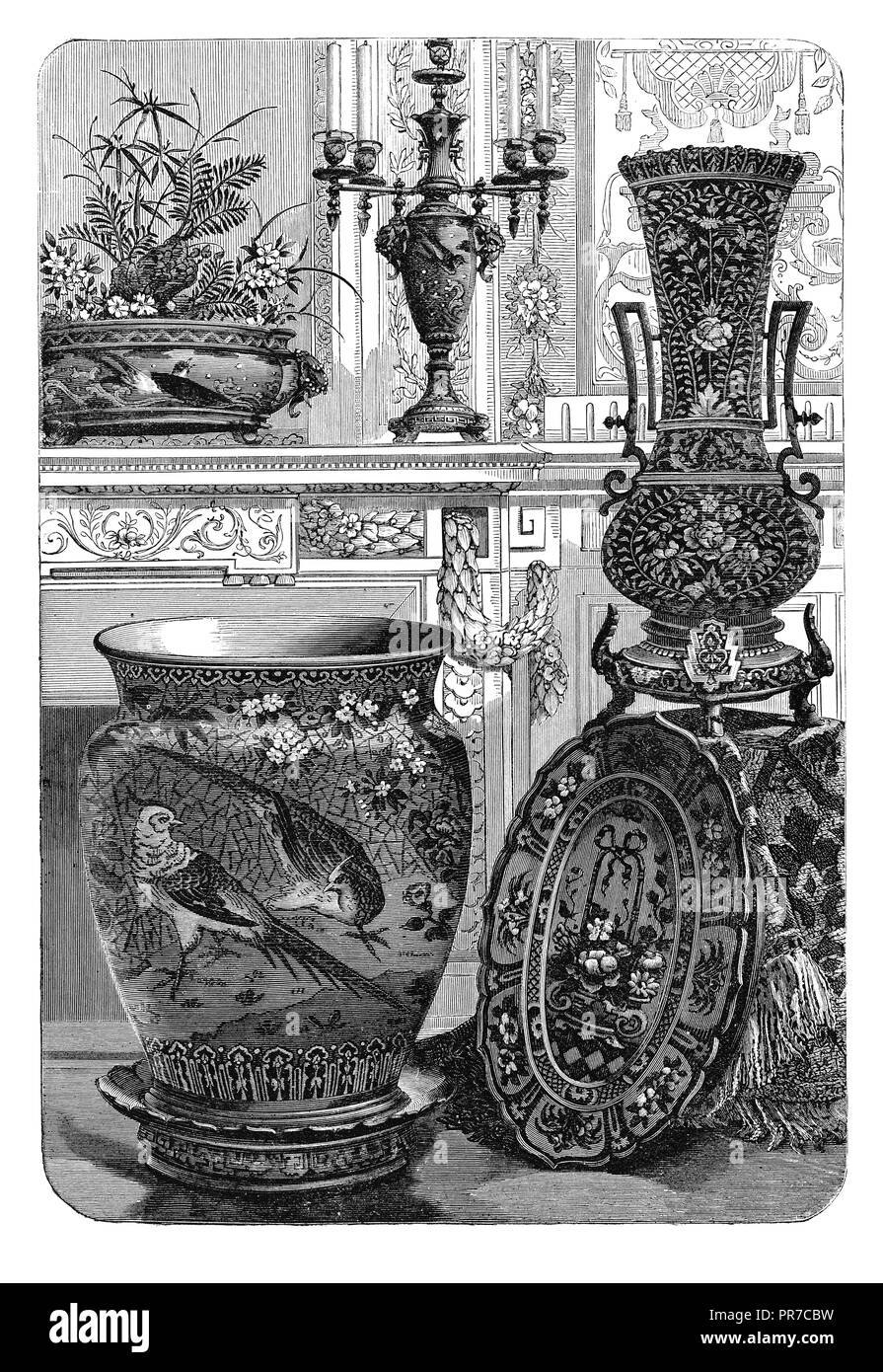 19ème siècle illustration de joyaux de l'exposition de Vienne. L'émail cloisonné. Exposé de MM. Christofle et Co., de Paris. Publié dans 'La Pra Banque D'Images