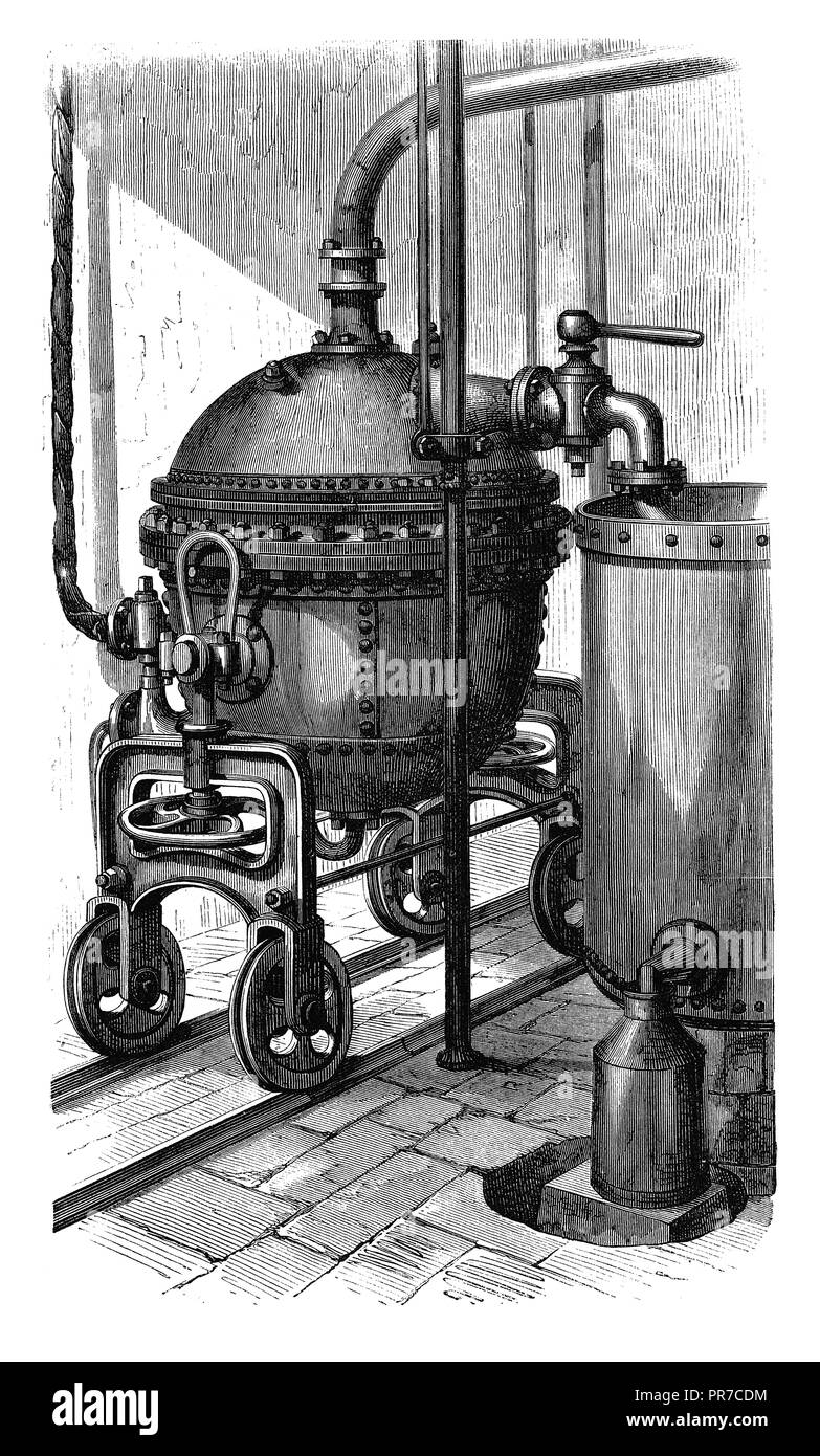 19ème siècle illustration - Fabrication de couleur violet Hofmann (où l'aniline rouge est soumis à l'action d'un radical alcoolique). Publié dans ' Banque D'Images
