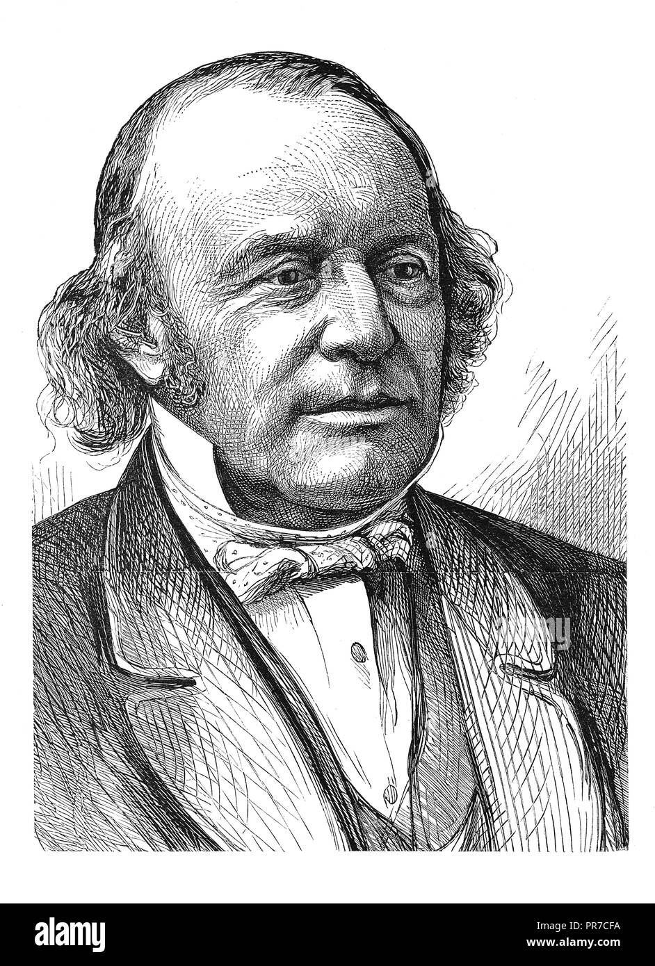 19ème siècle Illustration d'un portrait du professeur Louis Agassiz (1807 - 1873), qui était un biologiste et géologue reconnu comme un innovateur et pr Banque D'Images
