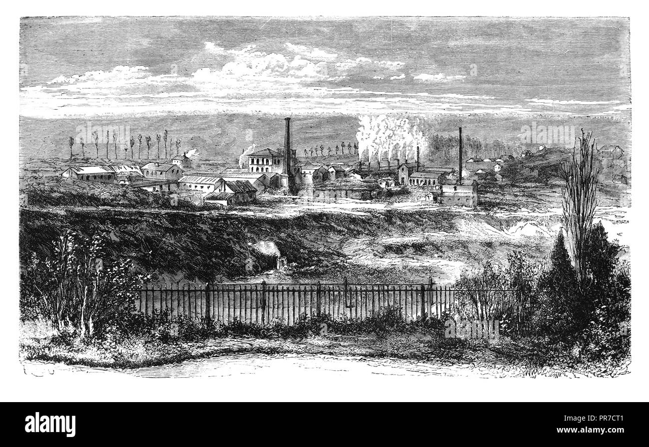 19ème siècle Illustration d'une vue de Moresnet, principalement connue pour le lit à la calamine - à nos jours entre la Belgique et l'Allemagne. Publié dans 'Le Pr Banque D'Images