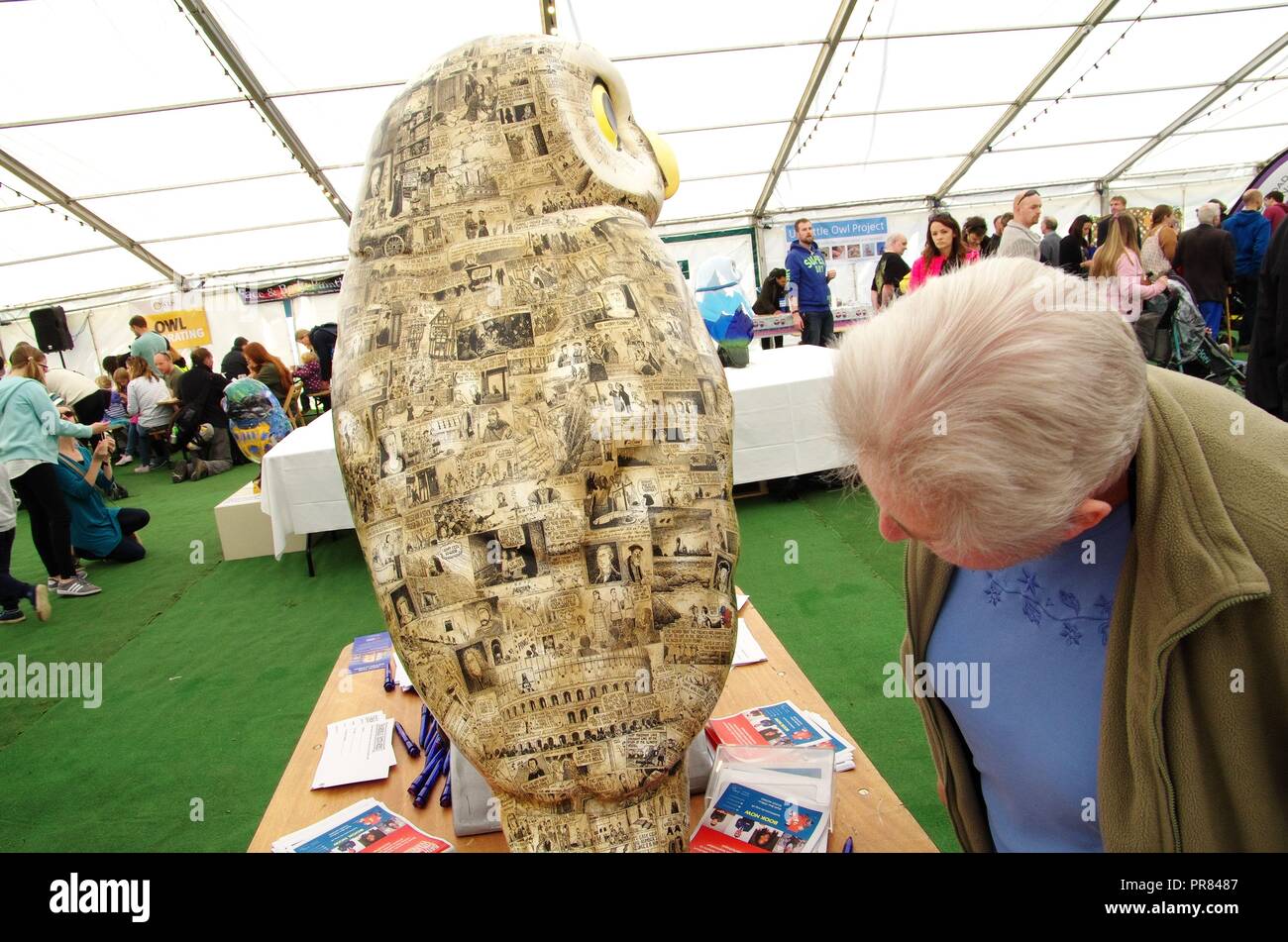 Histoires horribles les livres d'enfants célèbrent leur 25e anniversaire au Festival littéraire du Bain enfants. Signatures de livres et d'une causerie par Martin Brown l'illustrateur et l'auteur de l'histoire horrible Terry Deary ont eu lieu au Forum. Le talk a également coïncidé avec Minerva hiboux de Bath, qui comprend une histoire horrible sur l'Hibou Les hiboux hululent à crédit d'Adieu : Haydn Wheeler/Alamy Live News Banque D'Images