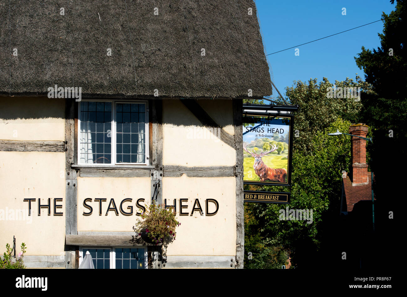 Les Stags Head pub, Wellesbourne, Warwickshire, England, UK Banque D'Images