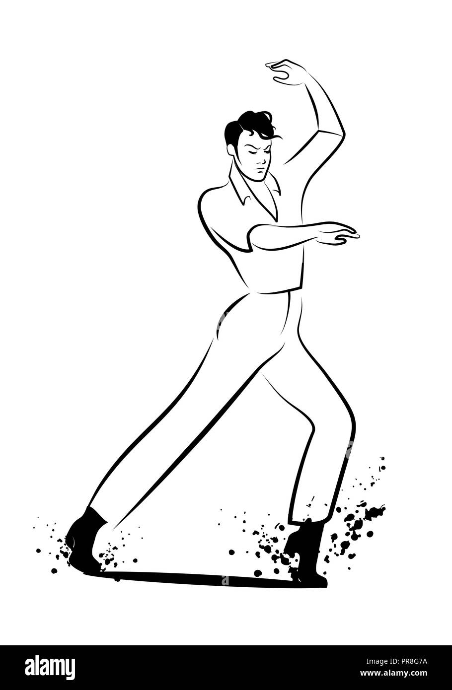 Conception d'encre homme danseuse de flamenco Illustration de Vecteur