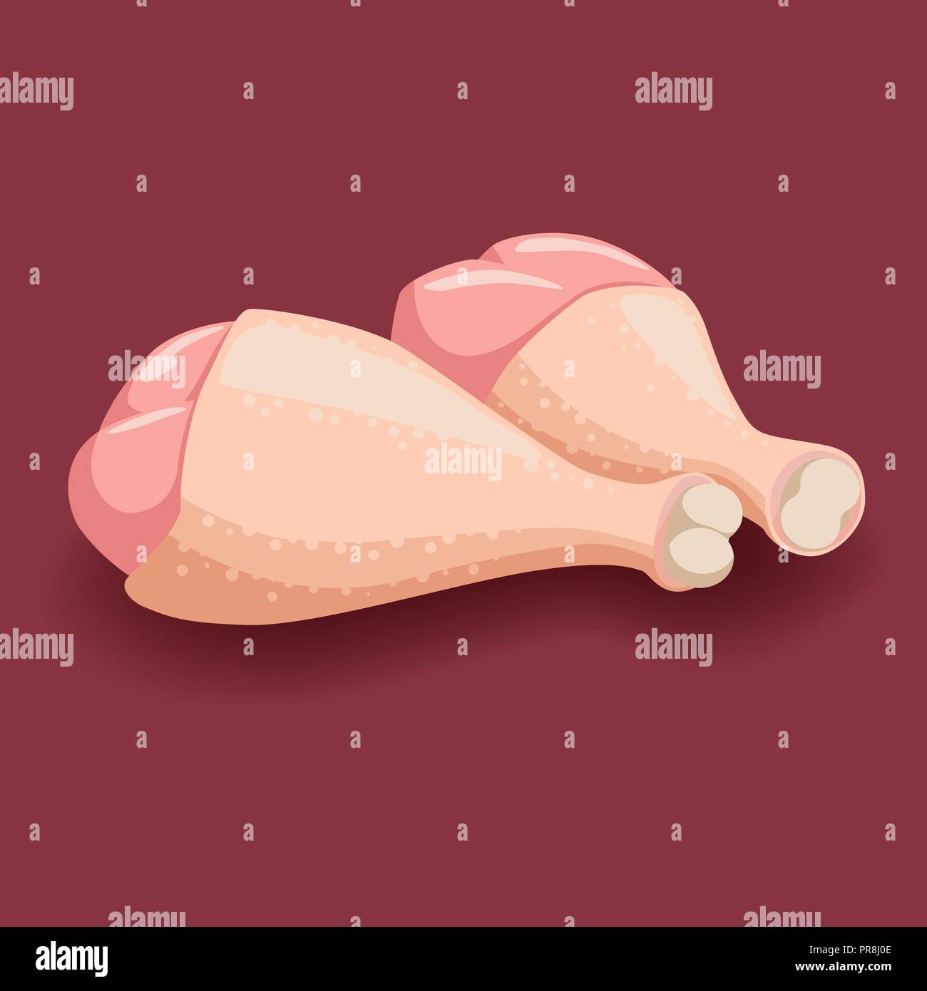 Cuisses de poulet cru dans l'icône de style plat, viande fraîche. Illustration de Vecteur