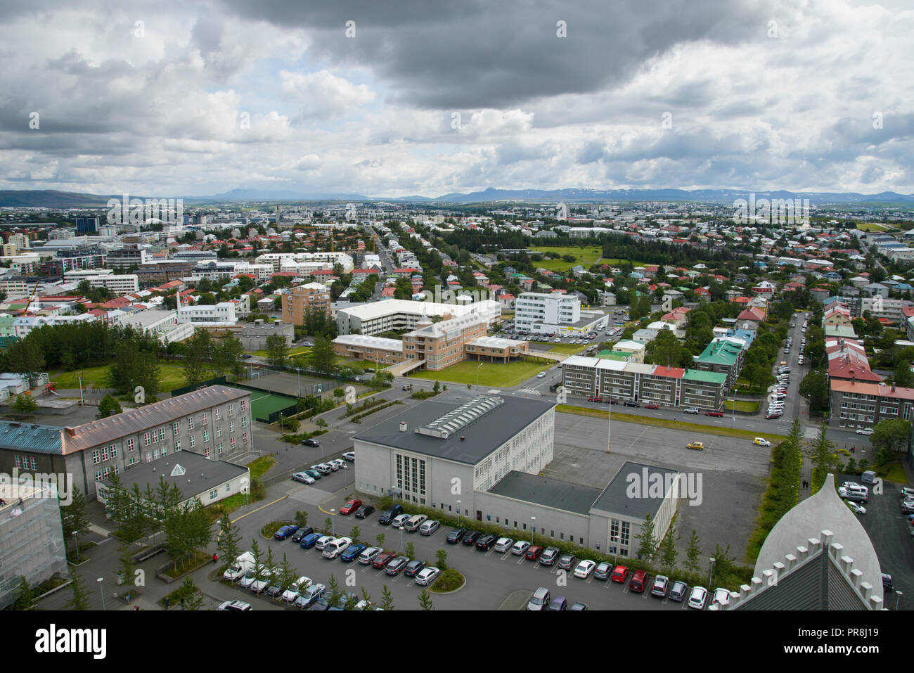 Reykjavik photographié d'Hallgr skirkja'm(église). Juillet 2015 Banque D'Images