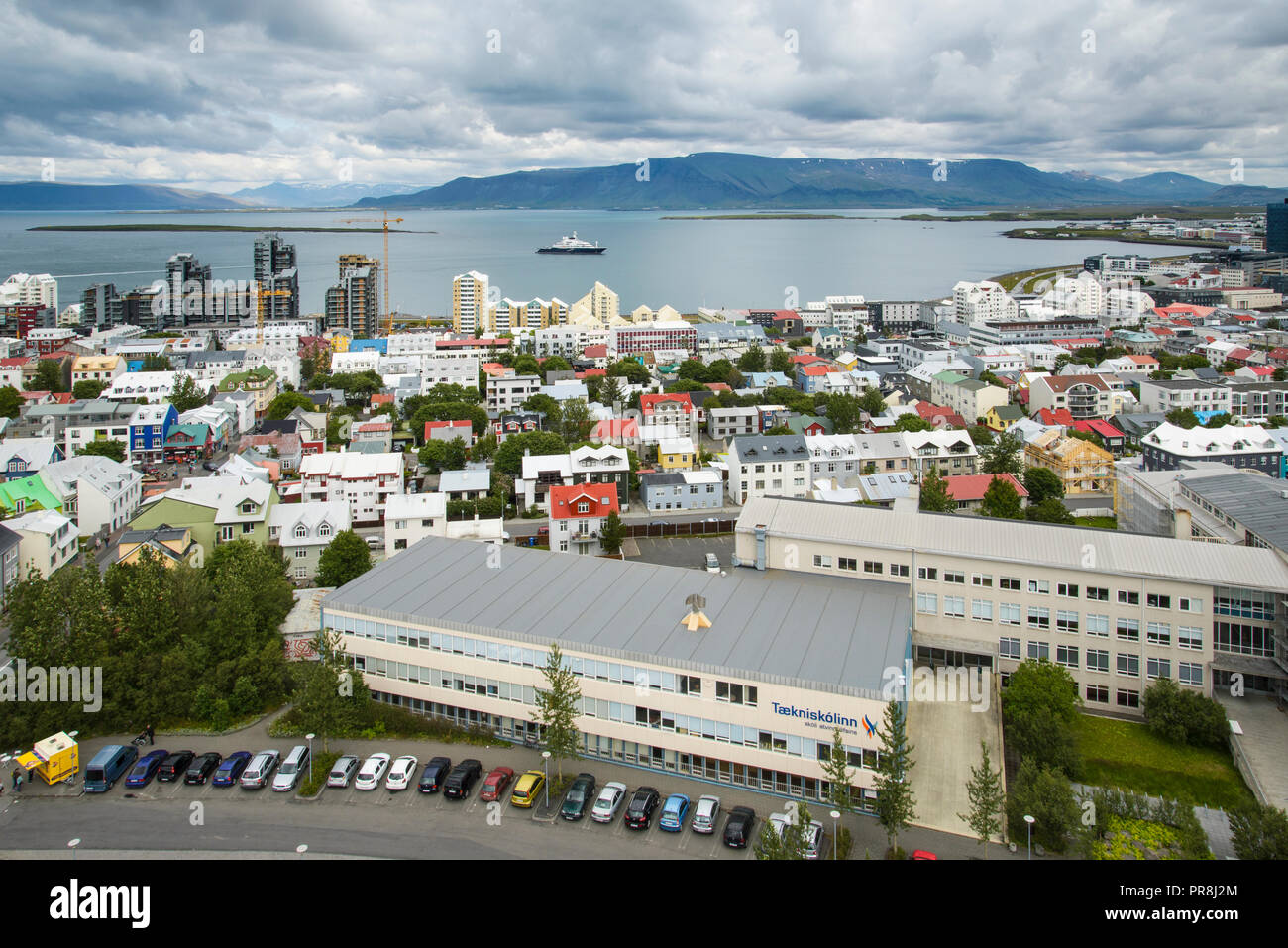 Reykjavik photographié d'Hallgr skirkja'm(église). Juillet 2015 Banque D'Images