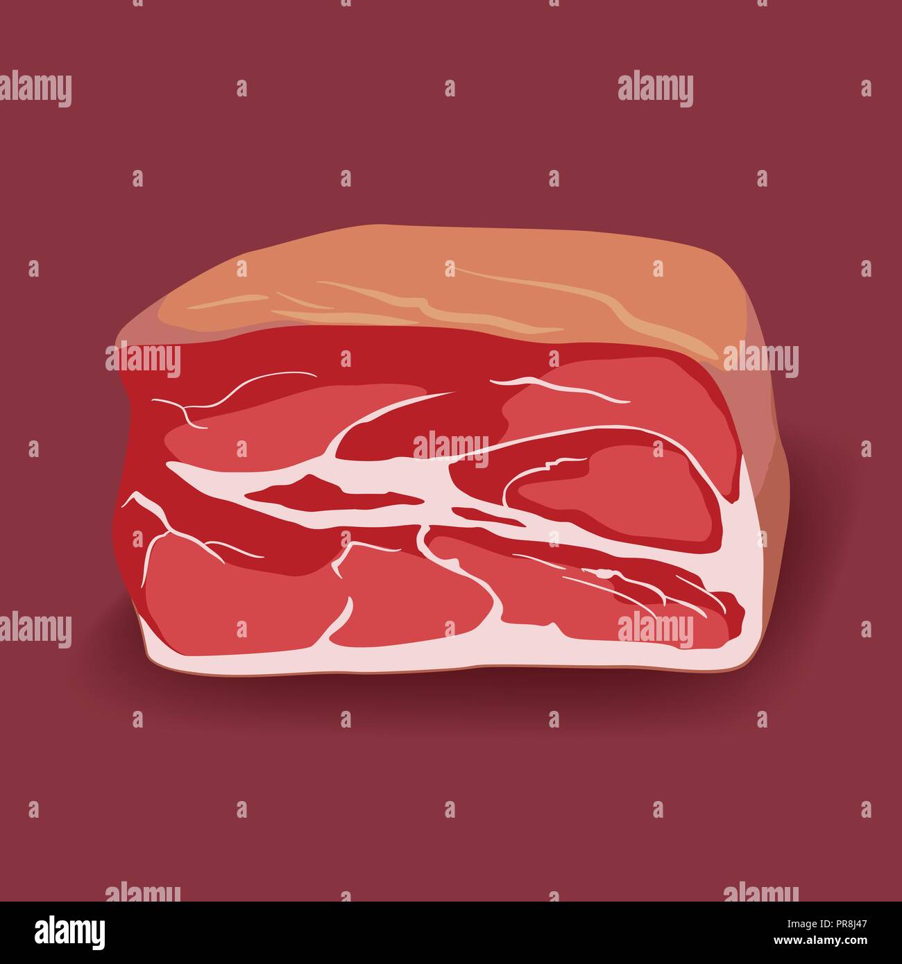 Jambon de porc, boeuf, Gammon icône dans le style plat, la viande fraîche. Illustration de Vecteur