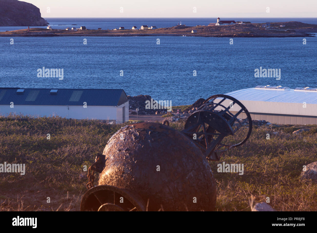 Bouée ancienne à Saint Pierre . Saint Pierre, Saint Pierre et Miquelon. Banque D'Images