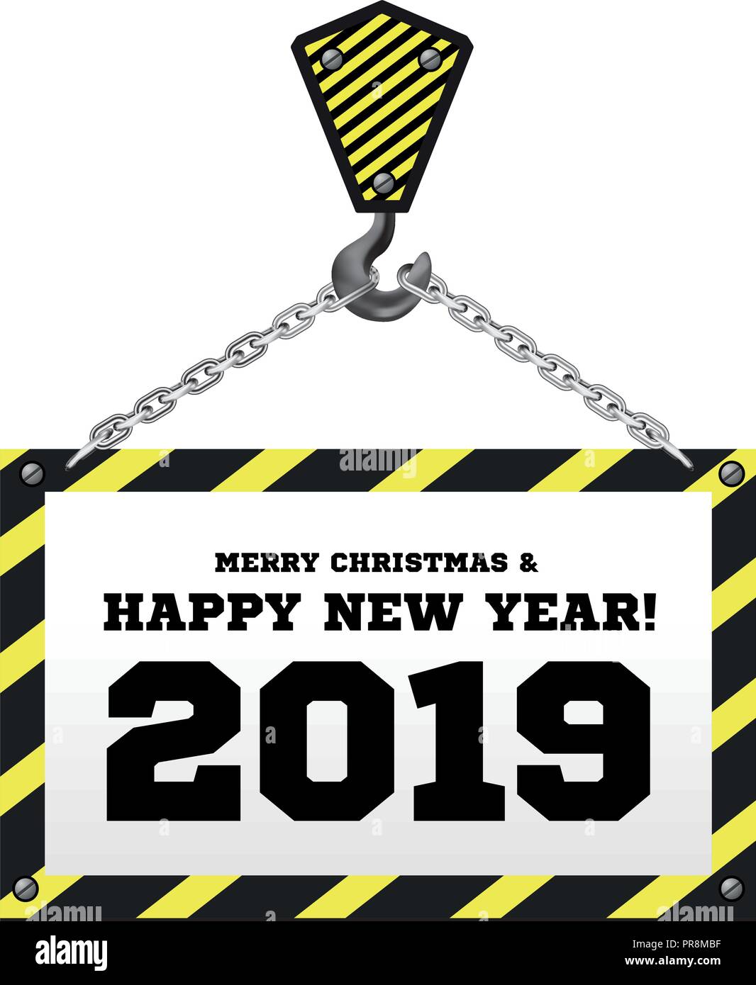 Félicitations à la nouvelle année 2019 sur l'arrière-plan d'une grue Illustration de Vecteur