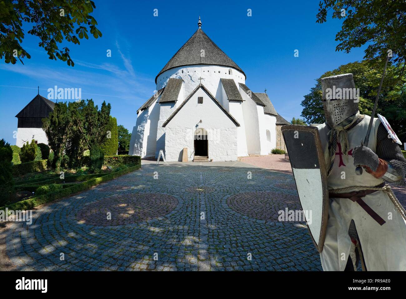 L'église ronde défensive dans Osterlars, Bornholm, Danemark. Il y a la théorie que Bornholm's round des églises furent construites par les templiers Banque D'Images