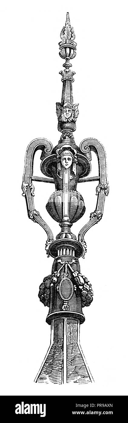 19ème siècle Illustration d'un embout sur la Dame Chapelle de la cathédrale de Rouen, France. Dessins originaux publiés dans le magasin Pittoresque par M. Banque D'Images