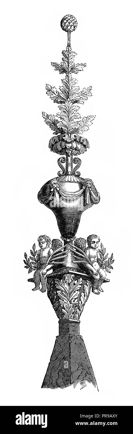 19ème siècle Illustration d'un embout à la Rue de la Grosse-Horloge n 115, Rouen, France. Dessins originaux publiés dans le magasin Pittoresque par M. A. Banque D'Images