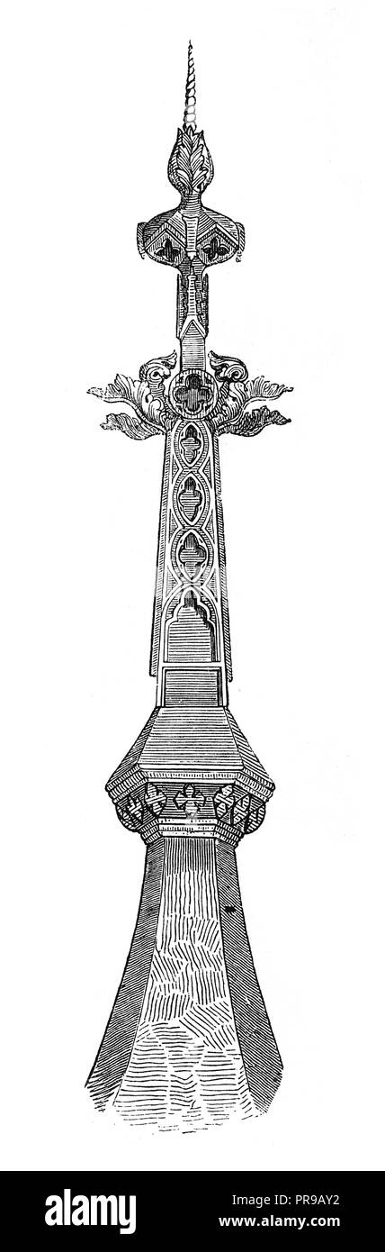 19ème siècle Illustration d'un embout sur un château de Marainville-sur-Ry, près de Rouen, France. Dessins originaux publiés dans le magasin pittoresque en M Banque D'Images