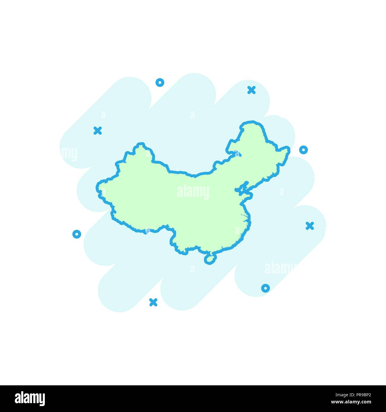 La Chine d'une icône de couleur dessin animé dans le style comique. Chine illustration pictogramme. Signe de la cartographie du concept d'entreprise d'accueil. Illustration de Vecteur