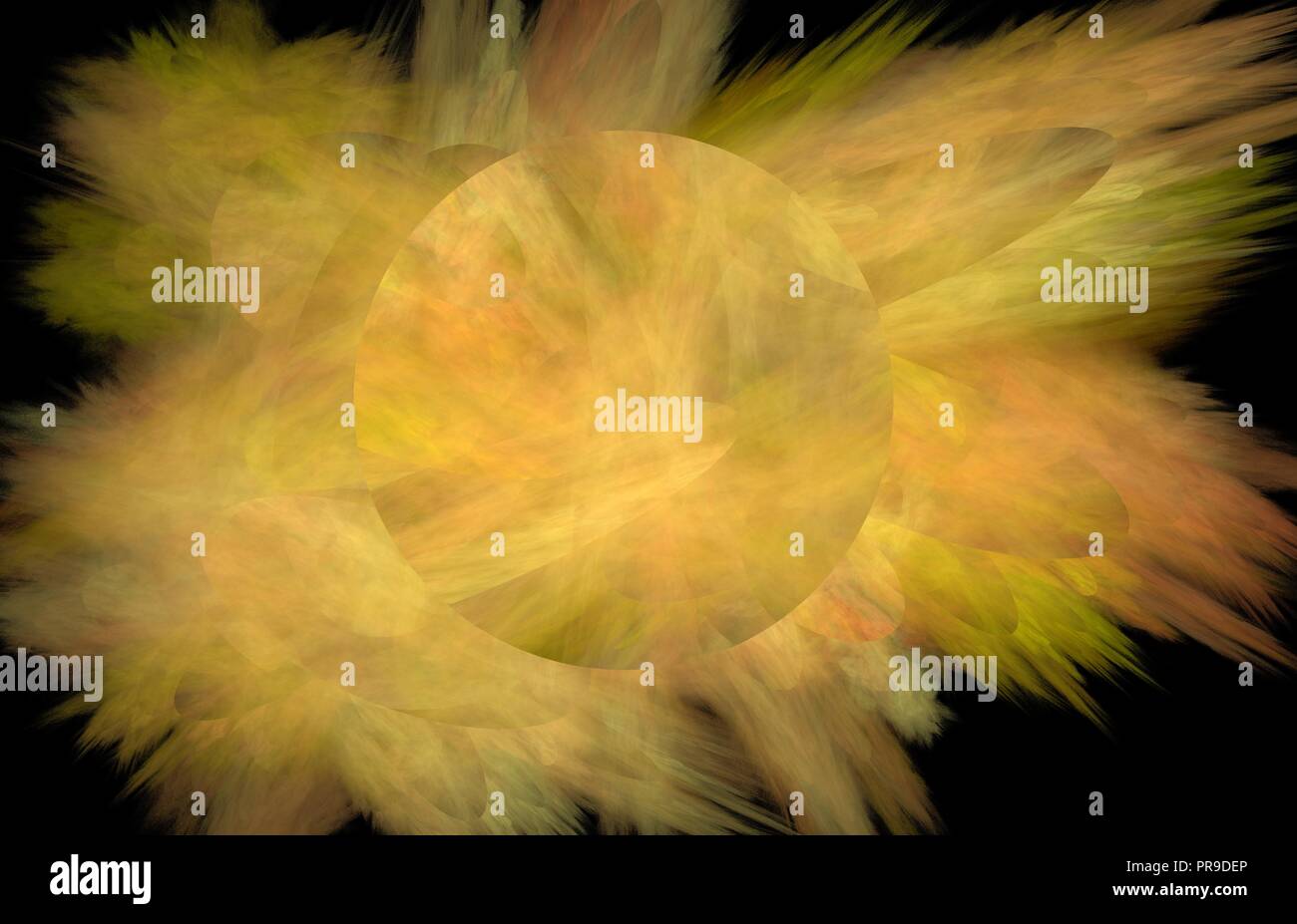 Résumé fractale Jaune de soleil. Texture fractale Fantasy. Rendu 3D art numérique. Computer Generated image Banque D'Images