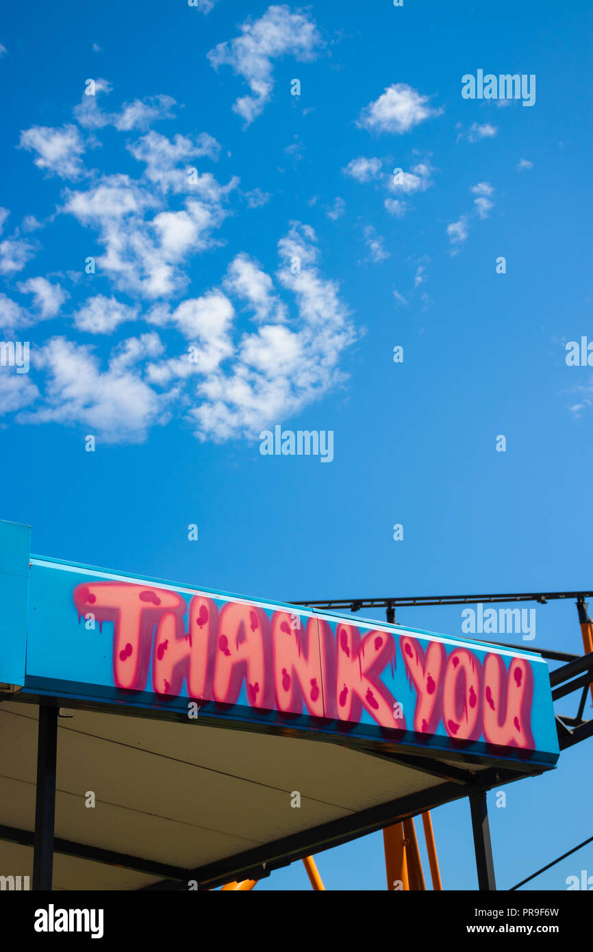 Merci sign in Prater, Vienne, Autriche, Europe Banque D'Images