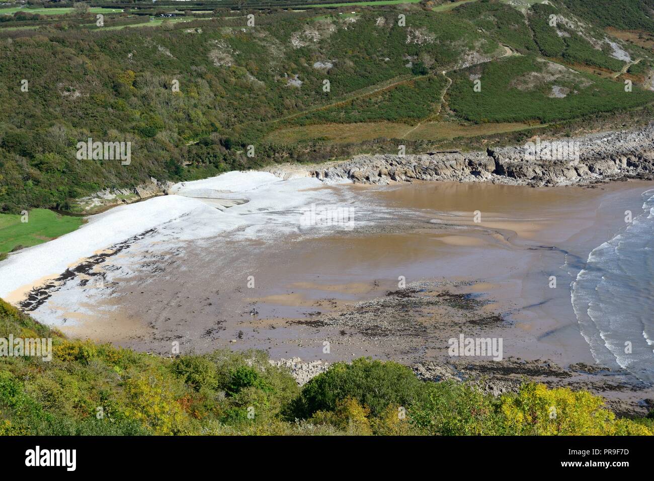 Pwll Du bay Pwlldu beach cove gallois à distance isolée au sud de la péninsule de Gower Swansea Pays de Galles Cymru UK Banque D'Images