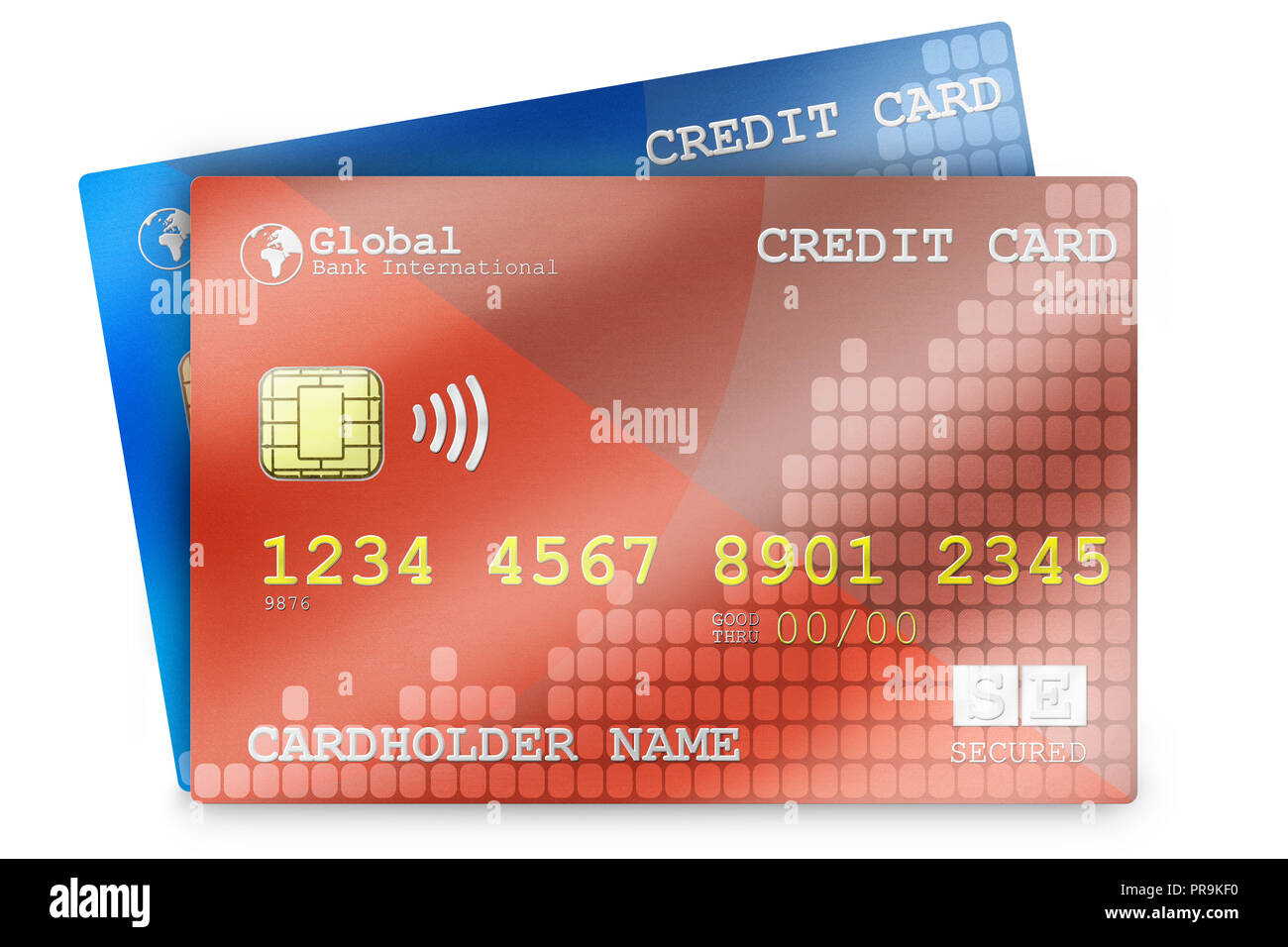Plusieurs cartes de crédit organisé dans un environnement d'affaires. Banque D'Images