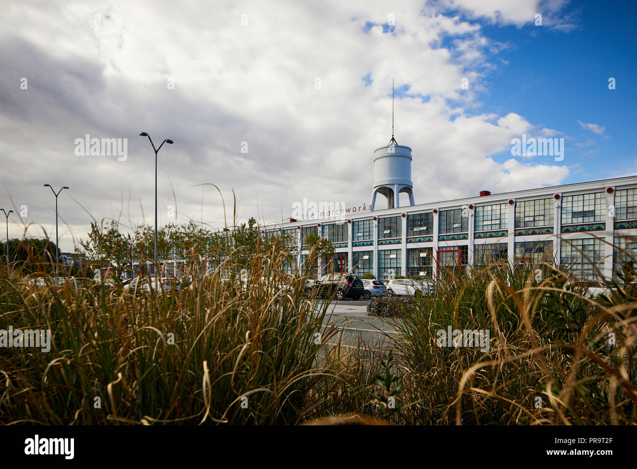 Historique classé Grade II, l'usine d'Allumettes Mersey Matchworks, ancien match factory Speke Road, Garston, Liverpool, Angleterre. Conçu par Mewès et Da Banque D'Images