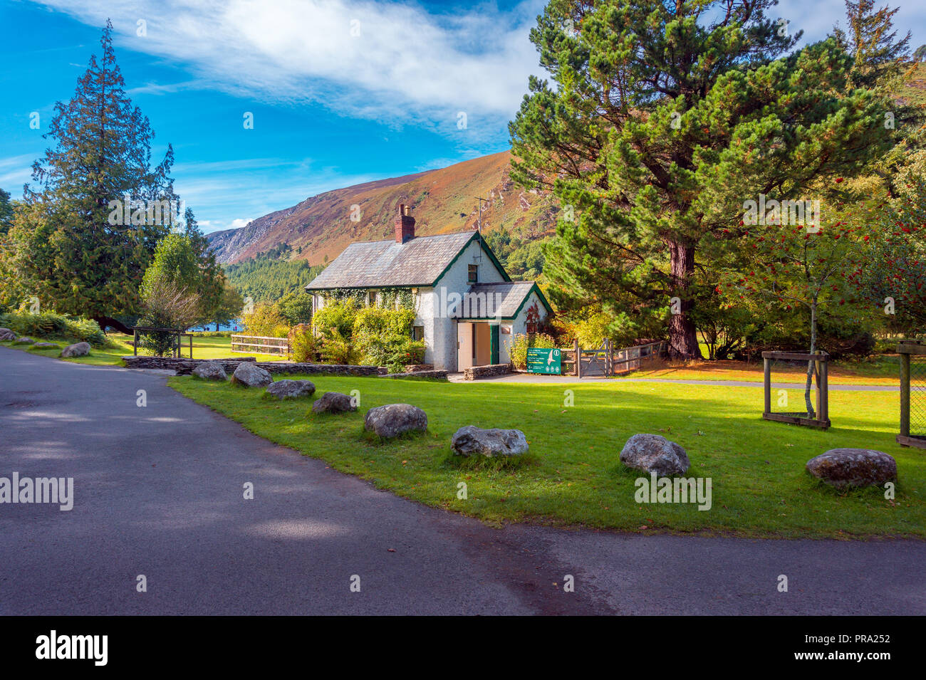 Matin au lac à Glendalough, Wicklow Mountains - Irlande Banque D'Images