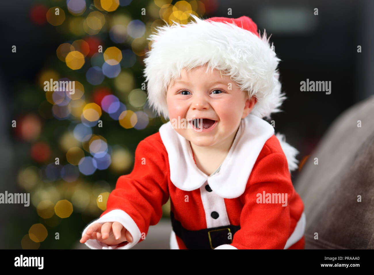 Porte Bebe Joyeux Costume Pere Noel Sur Un Canape A Noel Avec Un Arbre Dans L Arriere Plan Photo Stock Alamy Porte Bebe Joyeux Costume Pere Noel Sur Un Canape A Noel Avec Un Arbre Dans L Arriere Plan Photo Stock Alamy
