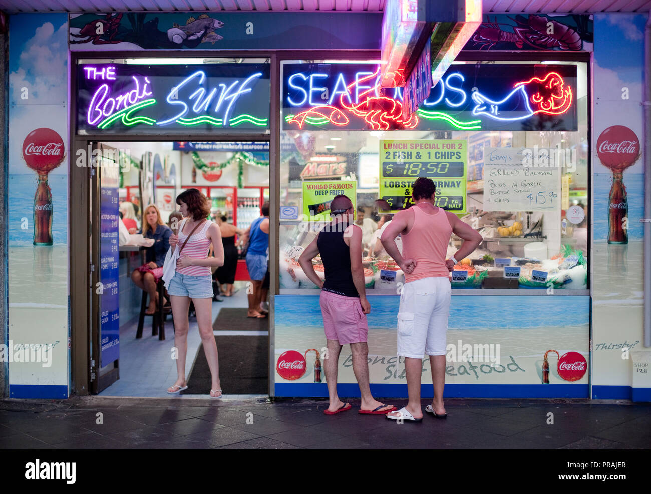 Les poissons et fruits de mer Surf bondi sur chippery Campbell Parade, Sydney, Australie. Banque D'Images