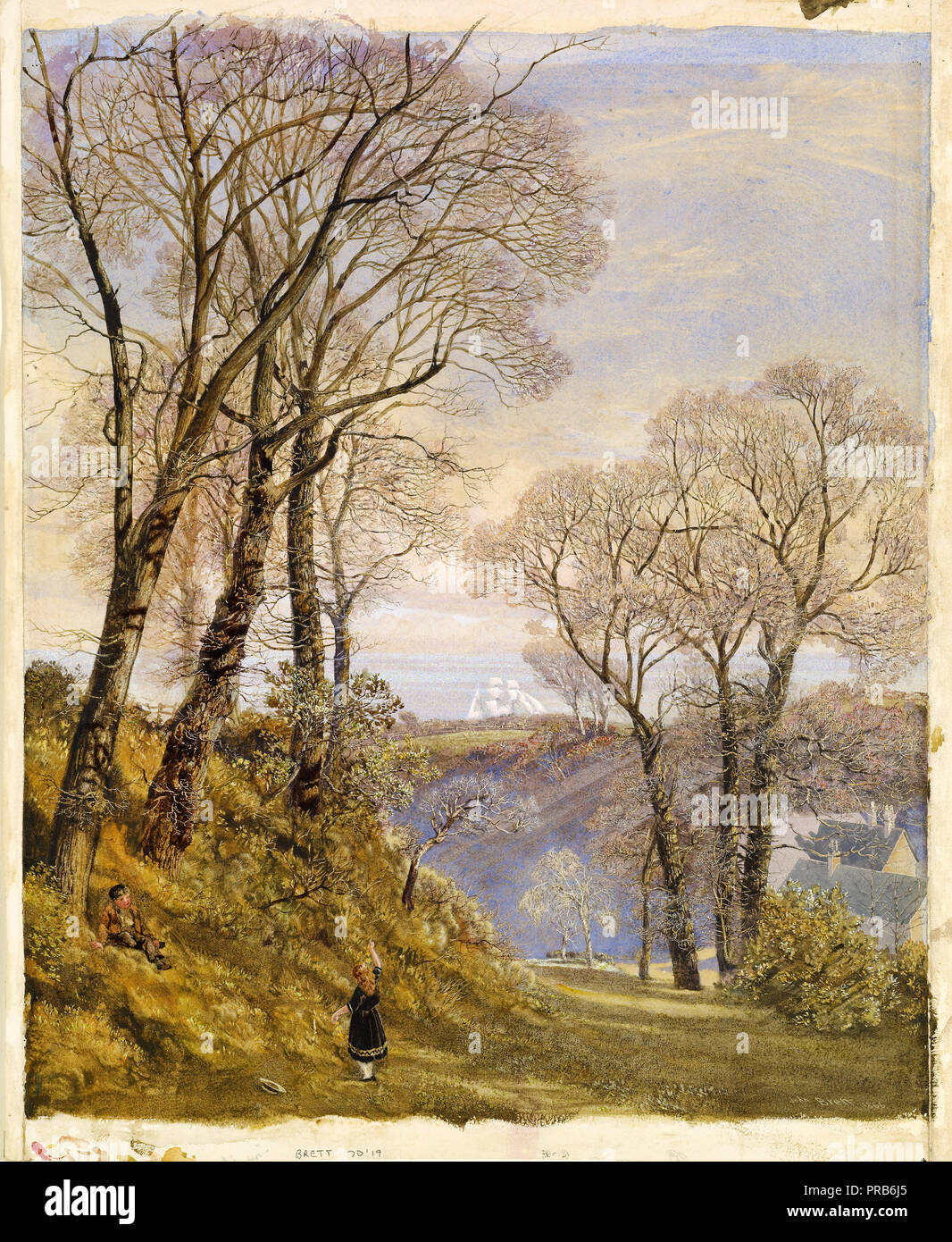 John Brett, février dans l'île de Wight 1866 aquarelle sur papier, Birmingham Museum and Art Gallery, en Angleterre. Banque D'Images