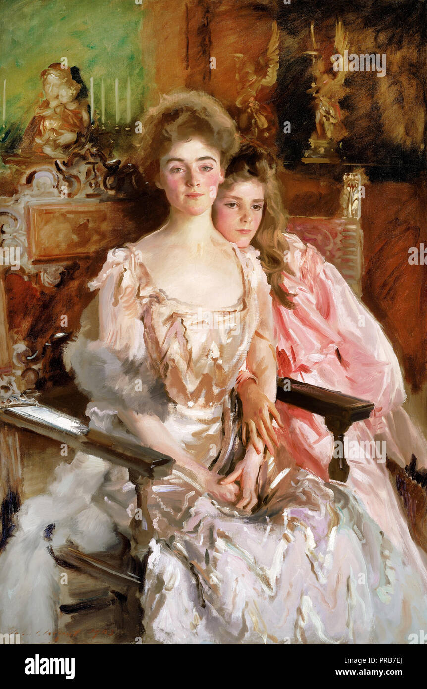 John Singer Sargent, Mme Fiske Warren ( Gretchen Osgood ) et sa fille Rachel 1903 Huile sur toile, Musée des beaux-arts de Boston, USA. Banque D'Images