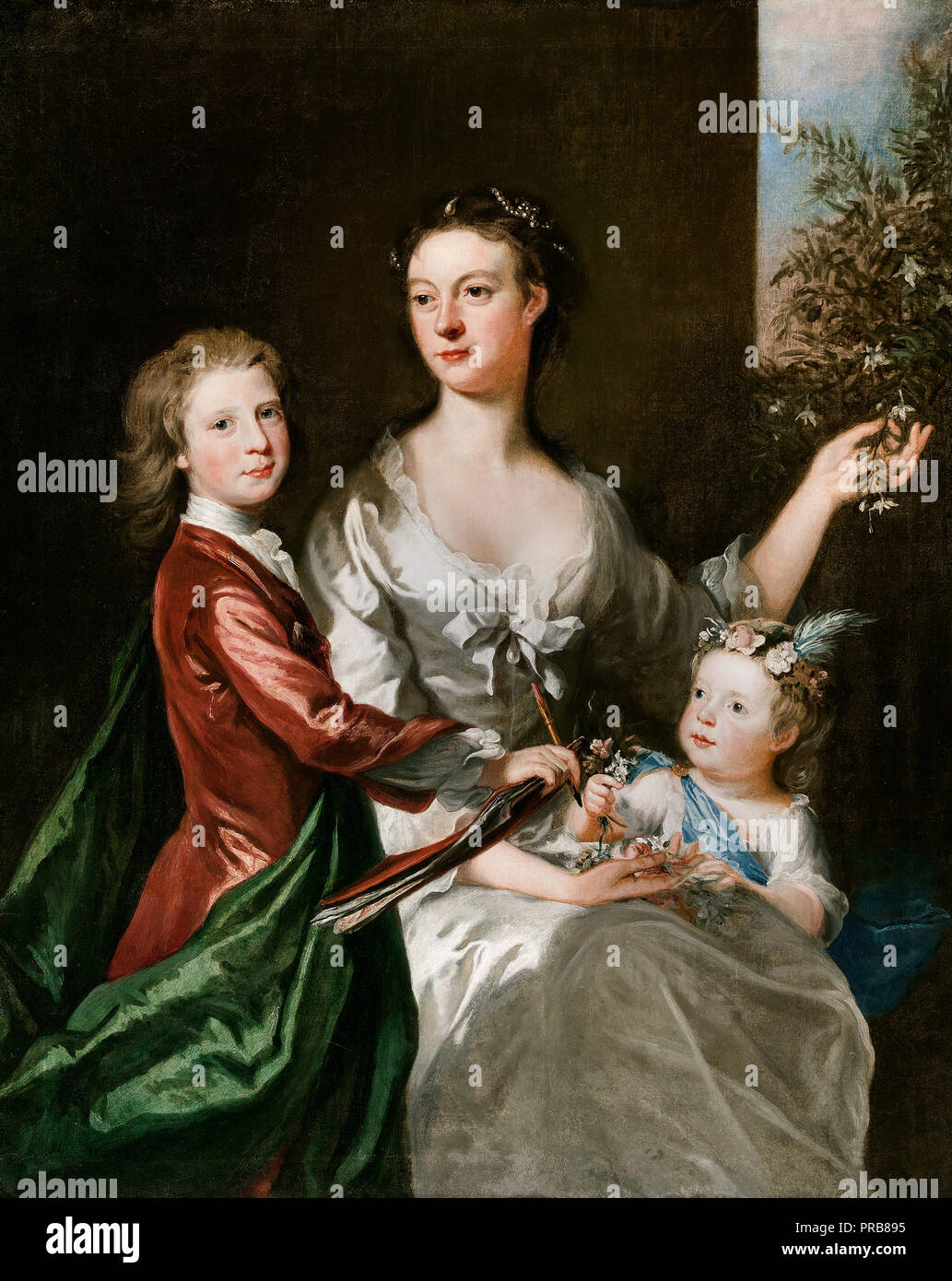 Joseph Highmore, La Femme de l'artiste Susanna, fils Anthony et sa fille Susanna, vers 1728, huile sur toile, Musée des beaux-arts de l'Australie du Sud. Banque D'Images