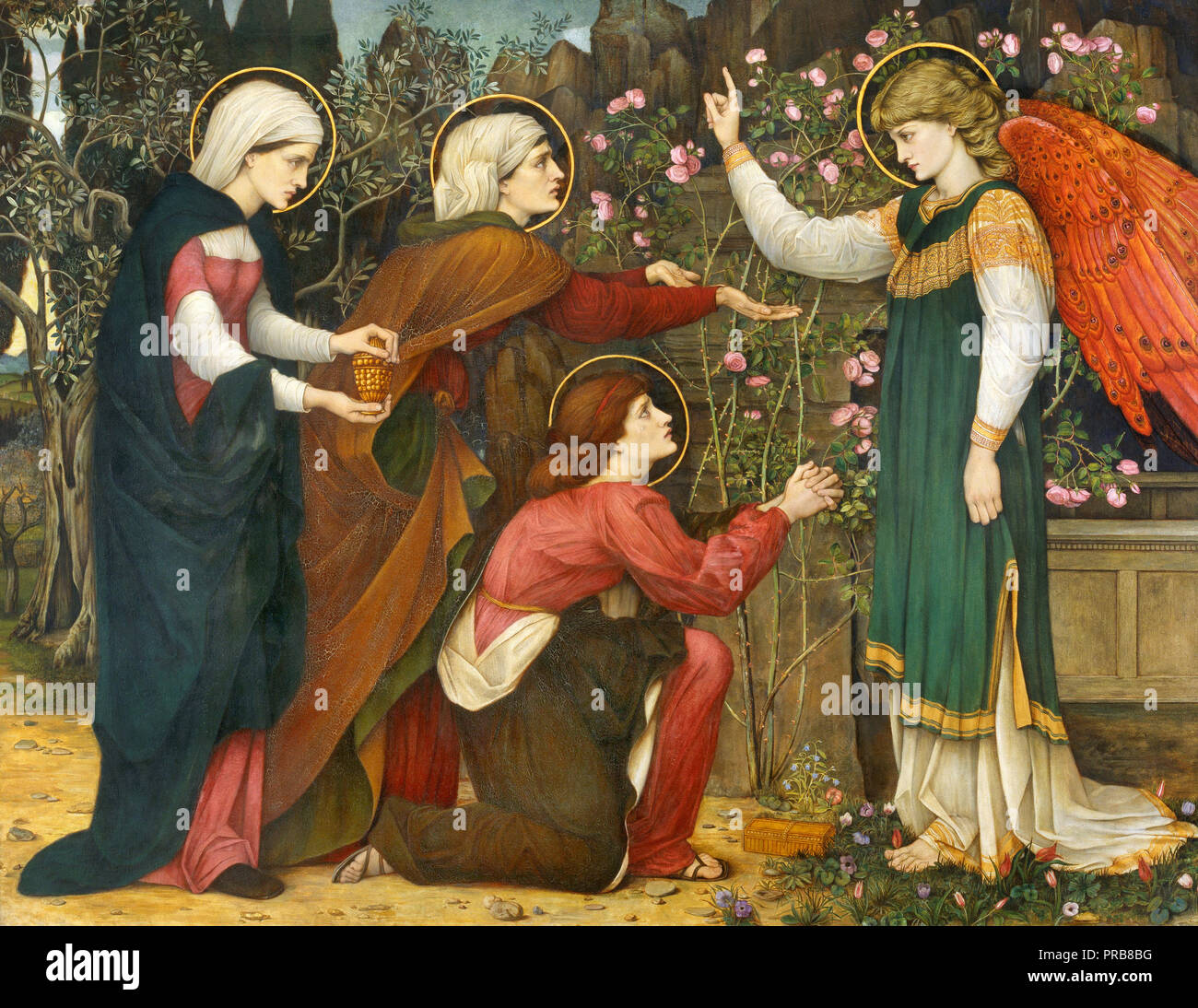 John Roddam Spencer Stanhope, pourquoi cherchez-vous le Vivant Smong les morts ? St Luc 24 v5, vers 1870-1890, huile, gesso, forlan hallmark, moyen, cire sur toile, l'Art Banque D'Images