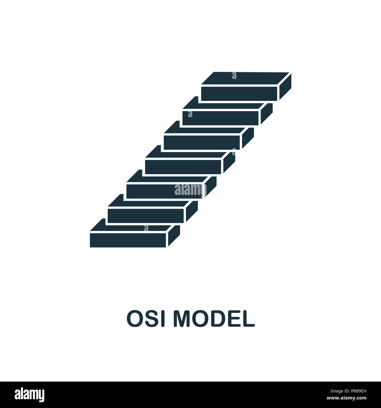 L'icône du modèle OSI. Design de style, de l'industrie 4.0 collection. UX et l'interface utilisateur. Perfect Pixel premium modèle osi icône. Pour la conception web, apps et d'impression u Banque D'Images