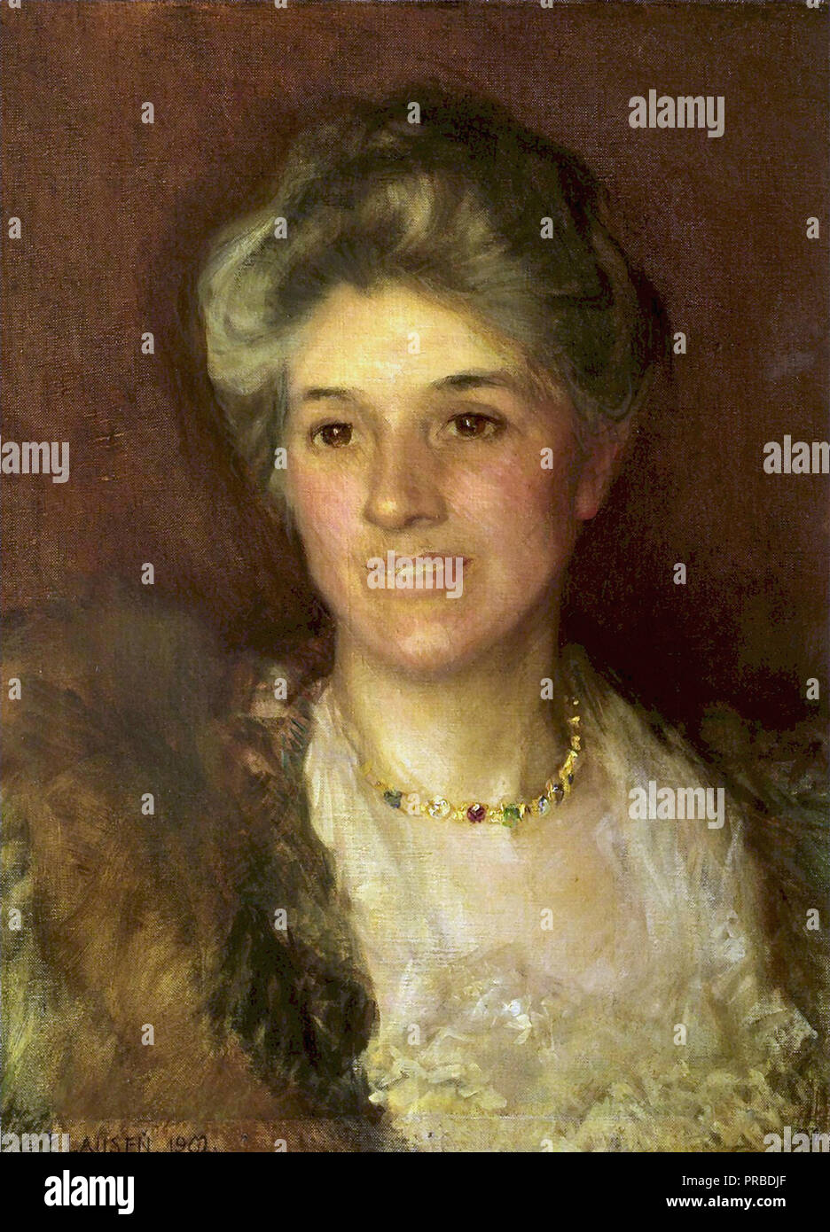 George Clausen - Portrait de Mme a. Leon Banque D'Images