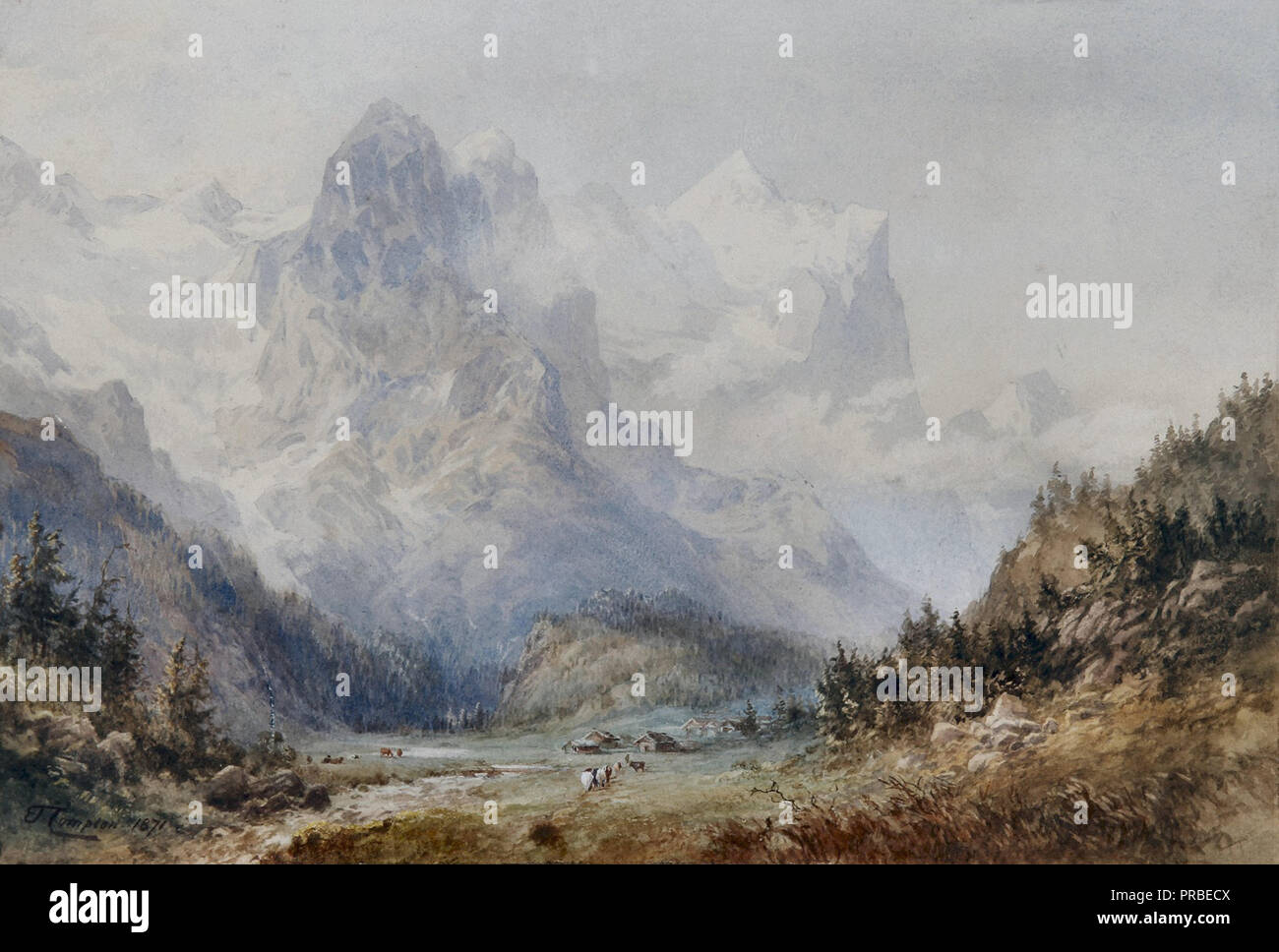 Edward Theodore Compton - paysage montagneux Banque D'Images