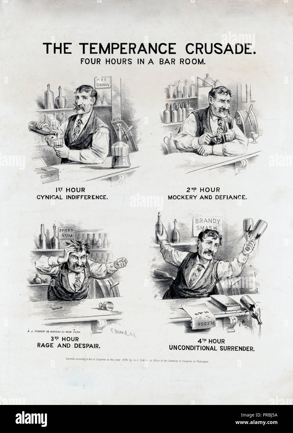 La croisade de tempérance. Quatre heures dans une salle de bar ca. 1874 Banque D'Images