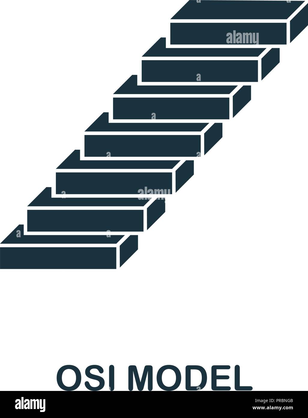 L'icône du modèle OSI. Design de style, de l'industrie 4.0 collection. UX et l'interface utilisateur. Perfect Pixel premium modèle osi icône. Pour la conception web, apps et d'impression u Illustration de Vecteur