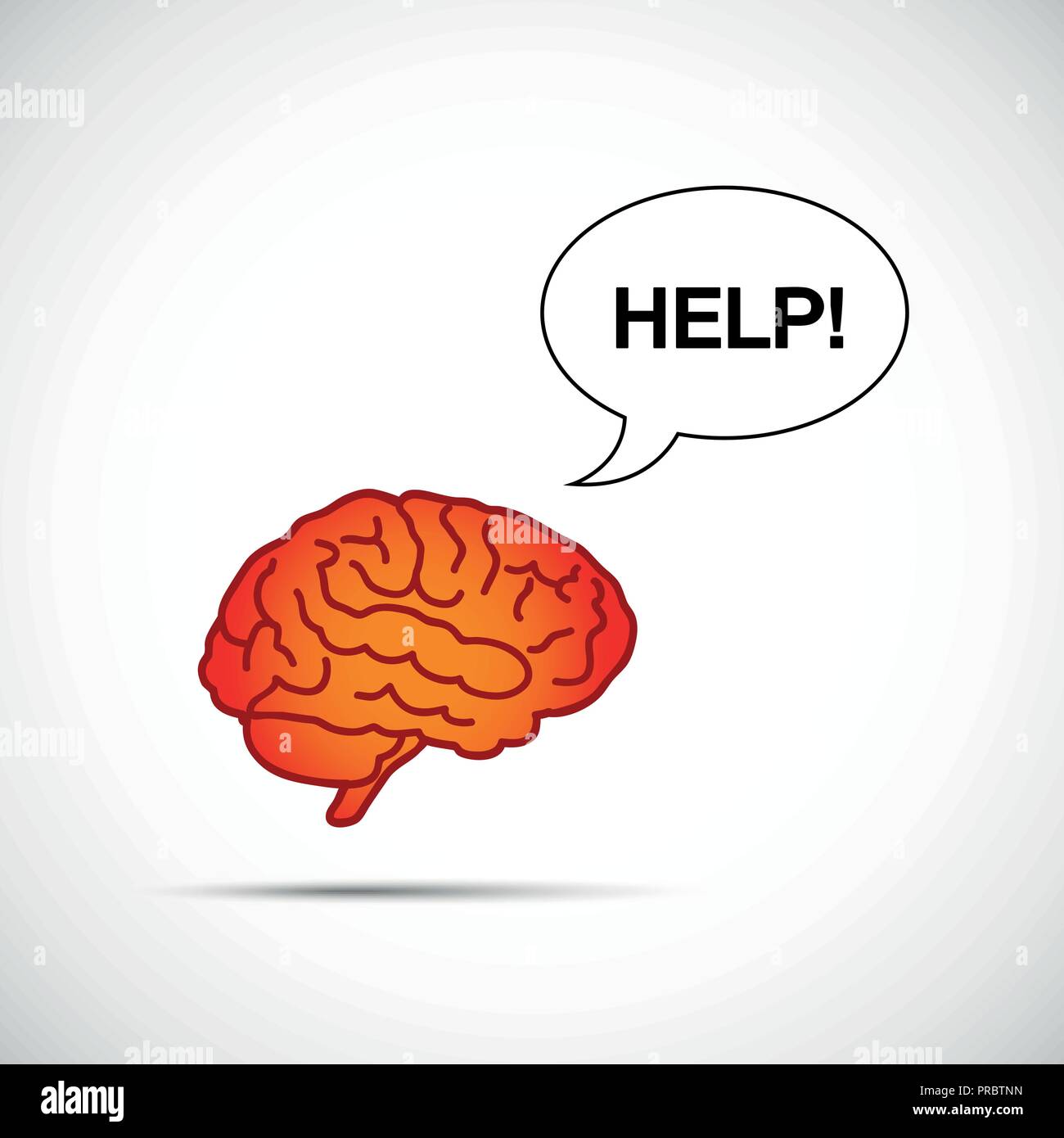 Cerveau holding placard cerveau humain besoin d'aide concept vector illustration Illustration de Vecteur