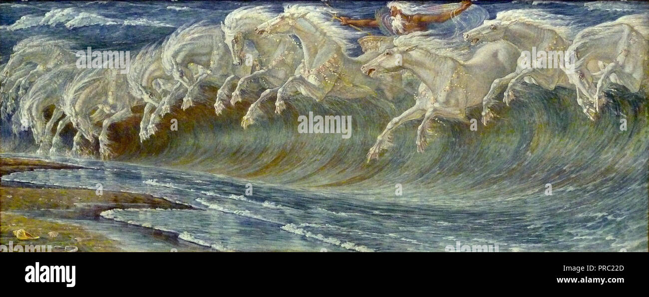 Walter Crane - les chevaux de Neptune 1 Banque D'Images