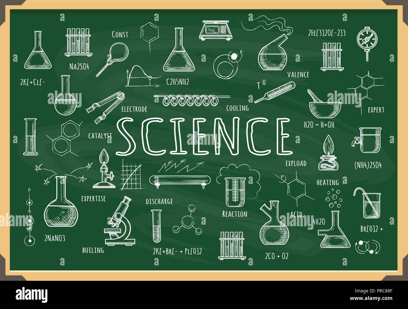 Administration avec l'école de chimie. Laboratoire de physique et chimique croquis vecteur, Collège des tp la recherche Contexte Illustration de Vecteur