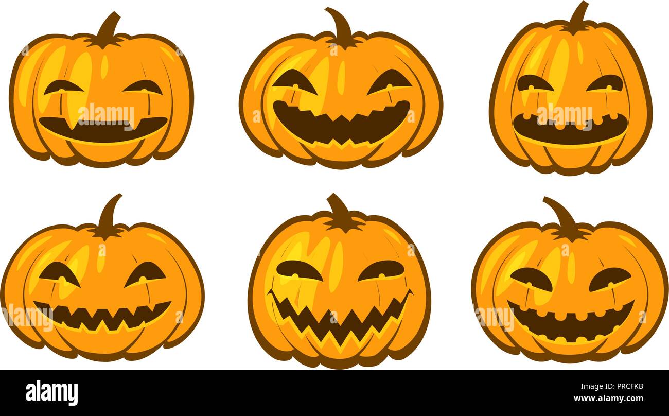 Ribambelle de citrouilles. Symbole de l'Halloween. Cartoon vector illustration Illustration de Vecteur