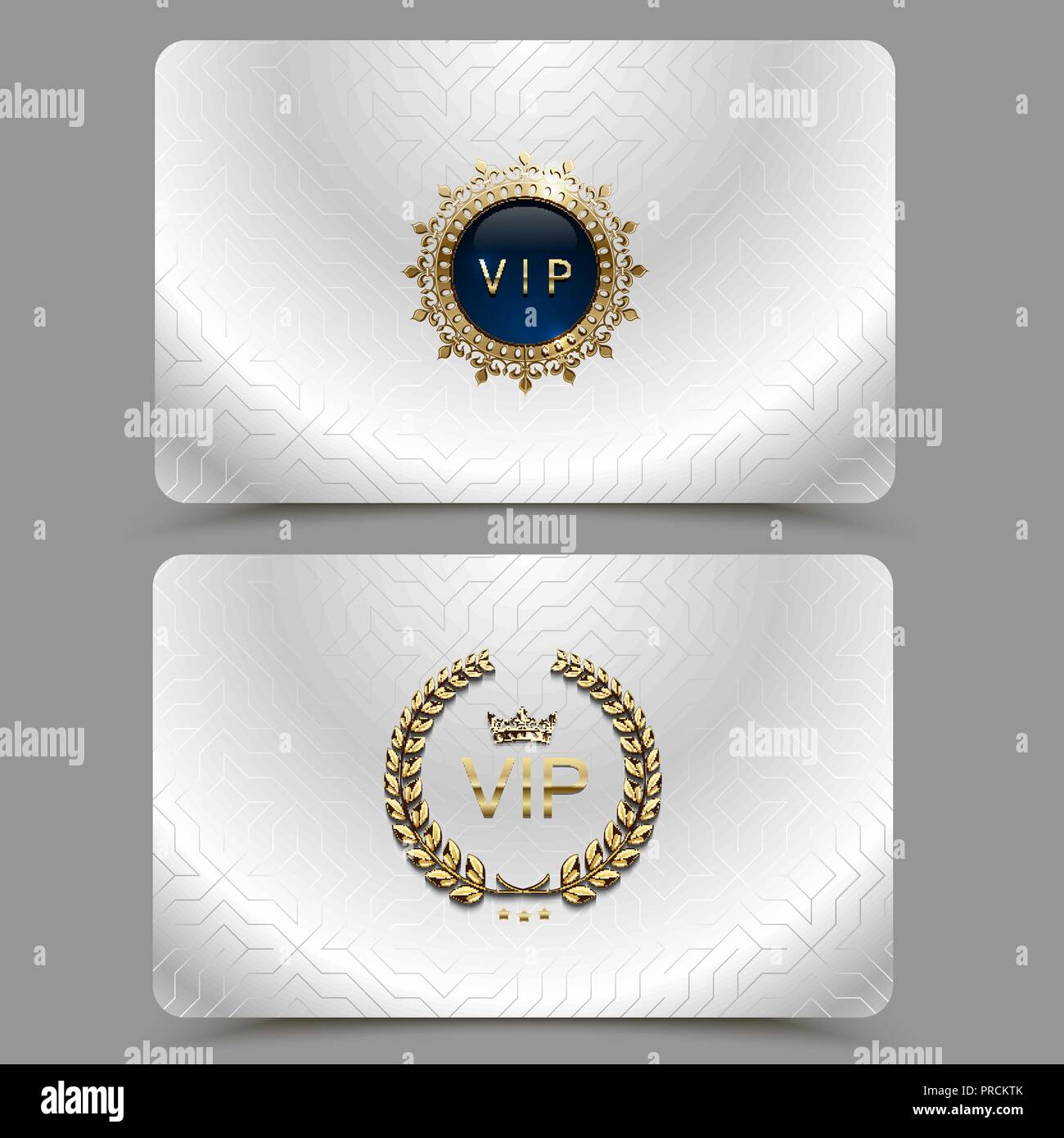 Carte vip argent métallique vecteur de présentation. Adhésion VIP ou carte de réduction avec couronne d'or, couronne de laurier. Club de luxe billet. Géométrique de l'élite Illustration de Vecteur