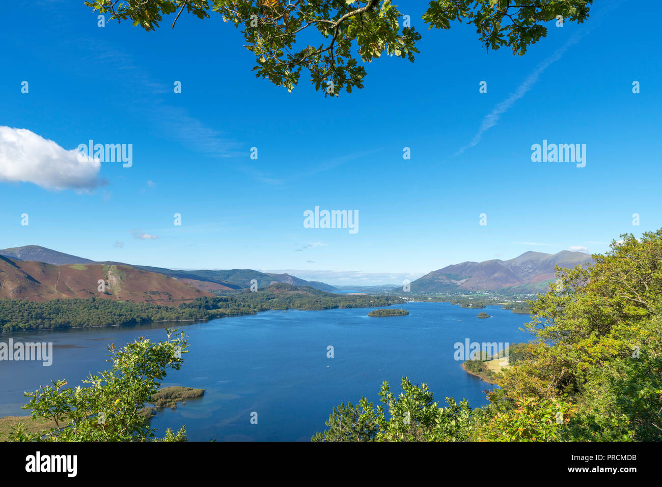 Avis sur Derwentwater vers massif de Skiddaw, surprise, Borrowdale, Lake District, Cumbria (Royaume-Uni) Banque D'Images