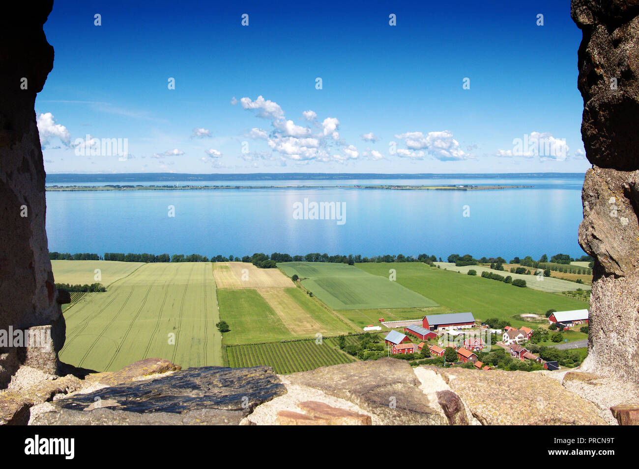 Une vue imprenable de la Brahehus au lac Gränna, Suède. Banque D'Images
