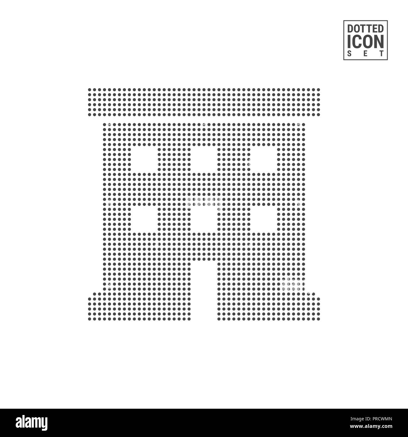 L'icône de configuration de point de l'hôtel. Appartement Maison Icône pointillée isolé sur blanc. Contexte, conception modèle. Peut être utilisé pour la publicité, l'interface utilisateur Web et mobile. Banque D'Images