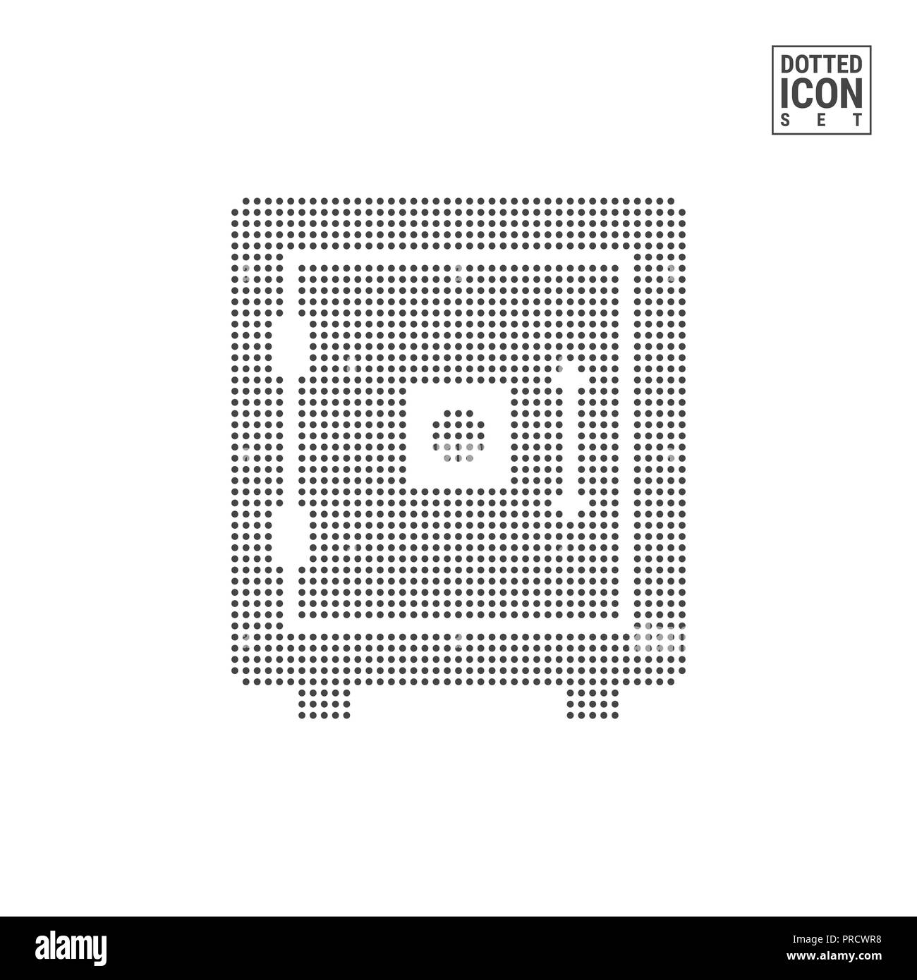 L'icône de configuration de point de sécurité. Coffre-fort banque Icône pointillée isolé sur blanc. Contexte, conception modèle. Peut être utilisé pour la publicité, l'interface utilisateur Web et mobile. Banque D'Images