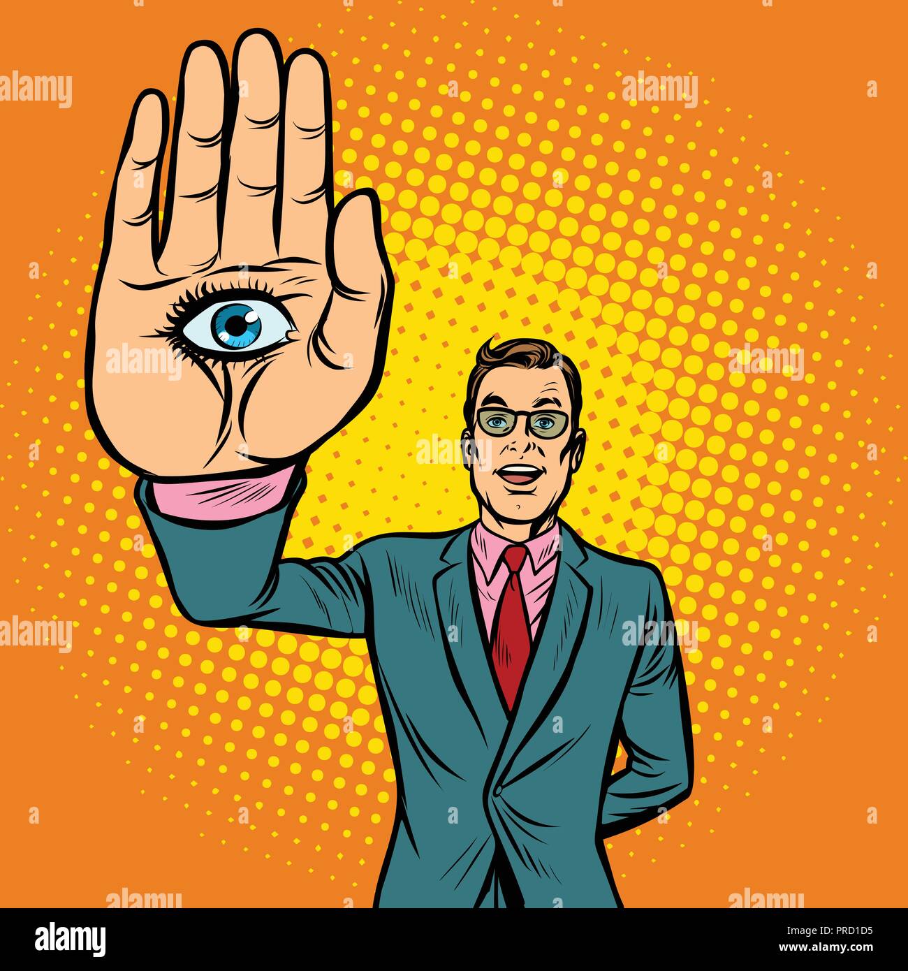 L'œil de l'homme occulte, spiritisme palm Illustration de Vecteur