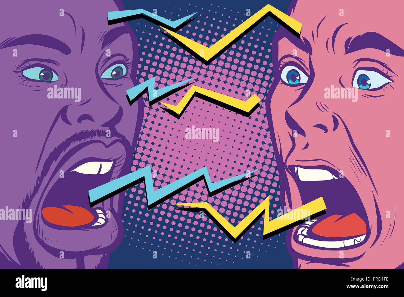 Conflit. éclairs. Deux personnes sont en colère Illustration de Vecteur